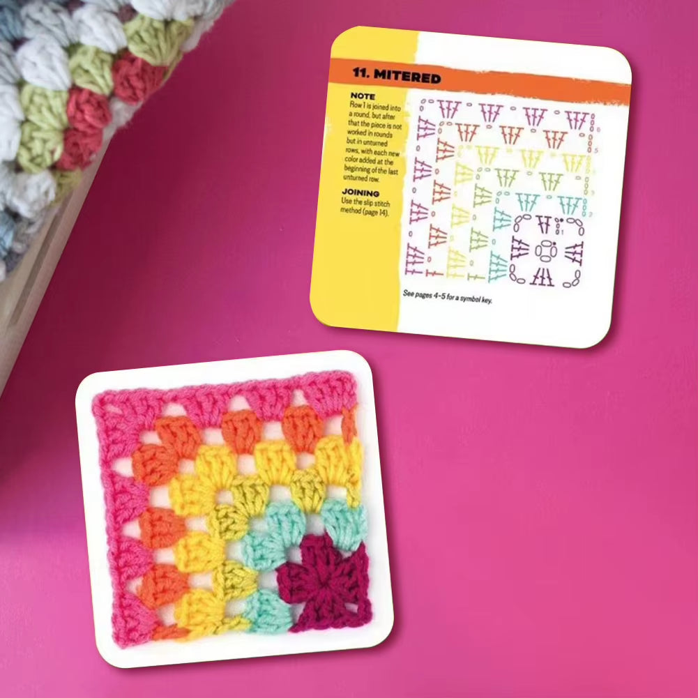 Crochet Cards 50 Mix & Matchs Designs the Granny Square Card Decks Knitting Kit DIY Knitted Pattern Cards Set for Beginners