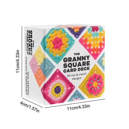 Crochet Cards 50 Mix & Matchs Designs the Granny Square Card Decks Knitting Kit DIY Knitted Pattern Cards Set for Beginners