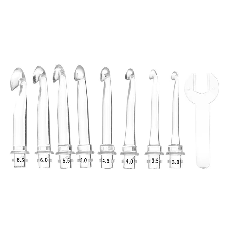 9 in 1 Light up Crochet Hook Set USB Rechargeable Ergonomic Crochet Hooks LED Lighted Knitting Hook Tools with Crochet Hook Case