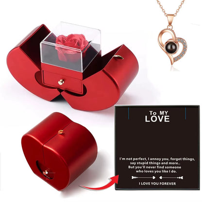 Dropshipping Christmas Gift Red Apple Jewelry Box Necklace Eternal Rose for Girl Mother'S Day New Year Valentine'S Day Gifts